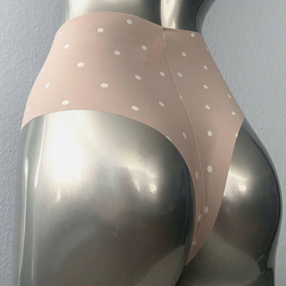Victorias Secret Nwt No Show Illusions Pale Berry Dot High Waist Thong Panty XL